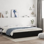 vidaXL Cadru de pat cu sertare, negru, 160x200 cm, lemn prelucrat vidaXL Cadru de pat cu sertare, negru, 160x200 cm, lemn prelucrat