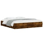 vidaXL Cadru de pat cu sertare stejar fumuriu 160x200cm lemn prelucrat
