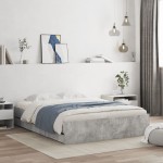vidaXL Cadru de pat cu sertare, gri beton, 150x200 cm, lemn prelucrat vidaXL Cadru de pat cu sertare, gri beton, 150x200 cm, lemn prelucrat