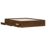 vidaXL Cadru de pat cu sertare, stejar maro, 150x200 cm lemn prelucrat