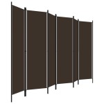 vidaXL Paravan de cameră cu 6 panouri, maro, 300 x 180 cm