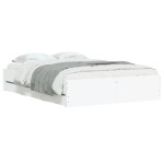 vidaXL Cadru de pat cu sertare, alb, 120x200 cm, lemn prelucrat