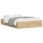 vidaXL Cadru de pat cu sertare stejar sonoma 120x200 cm lemn prelucrat vidaXL Cadru de pat cu sertare stejar sonoma 120x200 cm lemn prelucrat