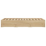 vidaXL Cadru de pat cu sertare stejar sonoma 120x200 cm lemn prelucrat vidaXL Cadru de pat cu sertare stejar sonoma 120x200 cm lemn prelucrat