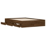vidaXL Cadru de pat cu sertare, stejar maro, 120x200 cm lemn prelucrat