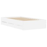 vidaXL Cadru de pat cu sertare, alb, 100x200 cm, lemn prelucrat vidaXL Cadru de pat cu sertare, alb, 100x200 cm, lemn prelucrat