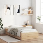 vidaXL Cadru de pat cu sertare stejar sonoma 100x200 cm lemn prelucrat vidaXL Cadru de pat cu sertare stejar sonoma 100x200 cm lemn prelucrat