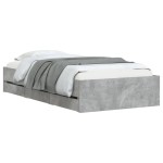 vidaXL Cadru de pat cu sertare, gri beton, 100x200 cm, lemn prelucrat vidaXL Cadru de pat cu sertare, gri beton, 100x200 cm, lemn prelucrat