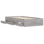 vidaXL Cadru de pat cu sertare gri sonoma 100x200 cm lemn prelucrat