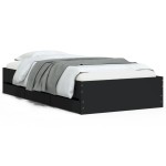 vidaXL Cadru de pat cu sertare, negru, 90x200 cm, lemn prelucrat vidaXL Cadru de pat cu sertare, negru, 90x200 cm, lemn prelucrat