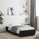vidaXL Cadru de pat cu sertare, negru, 90x200 cm, lemn prelucrat vidaXL Cadru de pat cu sertare, negru, 90x200 cm, lemn prelucrat