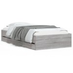 vidaXL Cadru de pat cu sertare gri sonoma 90x200 cm lemn prelucrat