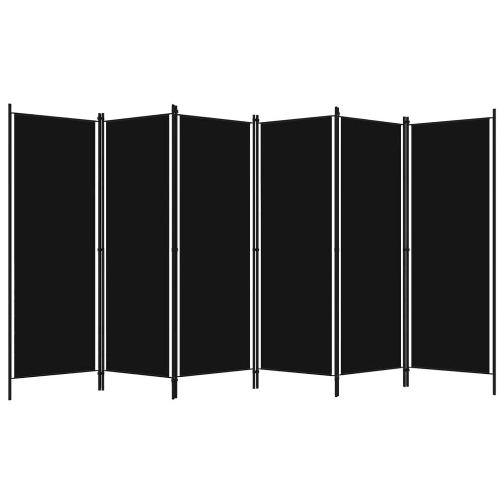 vidaXL Paravan de cameră cu 6 panouri, negru, 300 x 180 cm