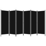 vidaXL Paravan de cameră cu 6 panouri, negru, 300 x 180 cm