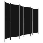 vidaXL Paravan de cameră cu 6 panouri, negru, 300 x 180 cm