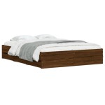 vidaXL Cadru de pat cu sertare, stejar maro, 140x190 cm lemn prelucrat vidaXL Cadru de pat cu sertare, stejar maro, 140x190 cm lemn prelucrat