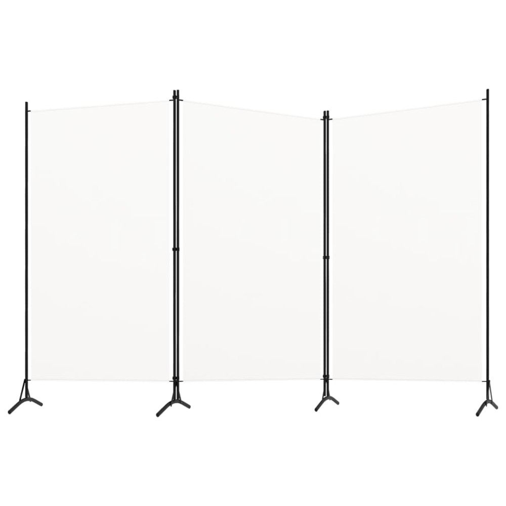 vidaXL Paravan de cameră cu 3 panouri, alb, 260 x 180 cm, textil