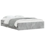 vidaXL Cadru de pat cu sertare, gri beton, 135x190 cm, lemn prelucrat vidaXL Cadru de pat cu sertare, gri beton, 135x190 cm, lemn prelucrat
