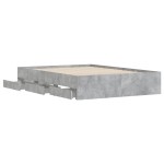 vidaXL Cadru de pat cu sertare, gri beton, 135x190 cm, lemn prelucrat vidaXL Cadru de pat cu sertare, gri beton, 135x190 cm, lemn prelucrat