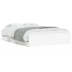 vidaXL Cadru de pat cu sertare, alb, 120x190 cm, lemn prelucrat vidaXL Cadru de pat cu sertare, alb, 120x190 cm, lemn prelucrat