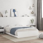 vidaXL Cadru de pat cu sertare, alb, 120x190 cm, lemn prelucrat vidaXL Cadru de pat cu sertare, alb, 120x190 cm, lemn prelucrat