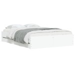 vidaXL Cadru de pat cu sertare, alb, 120x190 cm, lemn prelucrat vidaXL Cadru de pat cu sertare, alb, 120x190 cm, lemn prelucrat