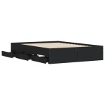 vidaXL Cadru de pat cu sertare, negru, 120x190 cm, lemn prelucrat vidaXL Cadru de pat cu sertare, negru, 120x190 cm, lemn prelucrat