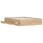 vidaXL Cadru de pat cu sertare stejar sonoma 120x190 cm lemn prelucrat vidaXL Cadru de pat cu sertare stejar sonoma 120x190 cm lemn prelucrat