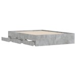 vidaXL Cadru de pat cu sertare, gri beton, 120x190 cm, lemn prelucrat vidaXL Cadru de pat cu sertare, gri beton, 120x190 cm, lemn prelucrat
