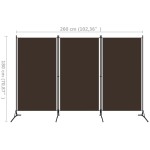 vidaXL Paravan de cameră cu 3 panouri, maro, 260 x 180 cm, textil vidaXL Paravan de cameră cu 3 panouri, maro, 260 x 180 cm, textil