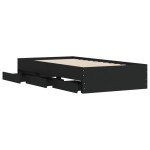 vidaXL Cadru de pat cu sertare, negru, 90x190 cm, lemn prelucrat