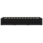 vidaXL Cadru de pat cu sertare, negru, 90x190 cm, lemn prelucrat