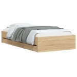 vidaXL Cadru de pat cu sertare stejar sonoma 90x190 cm lemn prelucrat