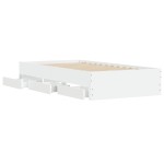 vidaXL Cadru de pat cu sertare, alb, 75x190 cm, lemn prelucrat vidaXL Cadru de pat cu sertare, alb, 75x190 cm, lemn prelucrat