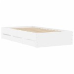vidaXL Cadru de pat cu sertare, alb, 75x190 cm, lemn prelucrat vidaXL Cadru de pat cu sertare, alb, 75x190 cm, lemn prelucrat