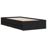 vidaXL Cadru de pat cu sertare, negru, 75x190 cm, lemn prelucrat