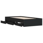 vidaXL Cadru de pat cu sertare, negru, 75x190 cm, lemn prelucrat