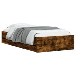 vidaXL Cadru de pat cu sertare stejar fumuriu 75x190 cm lemn prelucrat