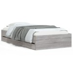 vidaXL Cadru de pat cu sertare gri sonoma 75x190 cm lemn prelucrat