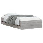 vidaXL Cadru de pat cu sertare gri sonoma 75x190 cm lemn prelucrat