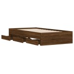 vidaXL Cadru de pat cu sertare stejar maro 75x190 cm lemn prelucrat