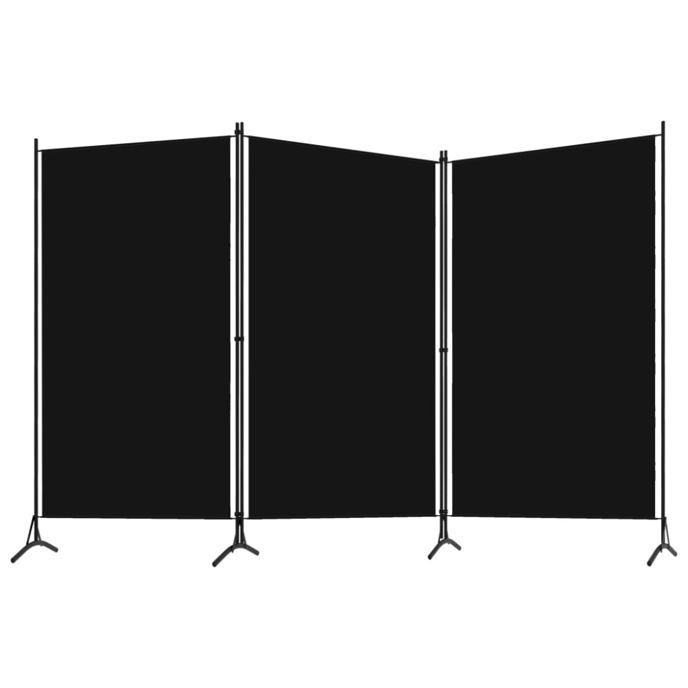 vidaXL Paravan de cameră cu 3 panouri, negru, 260 x 180 cm, textil
