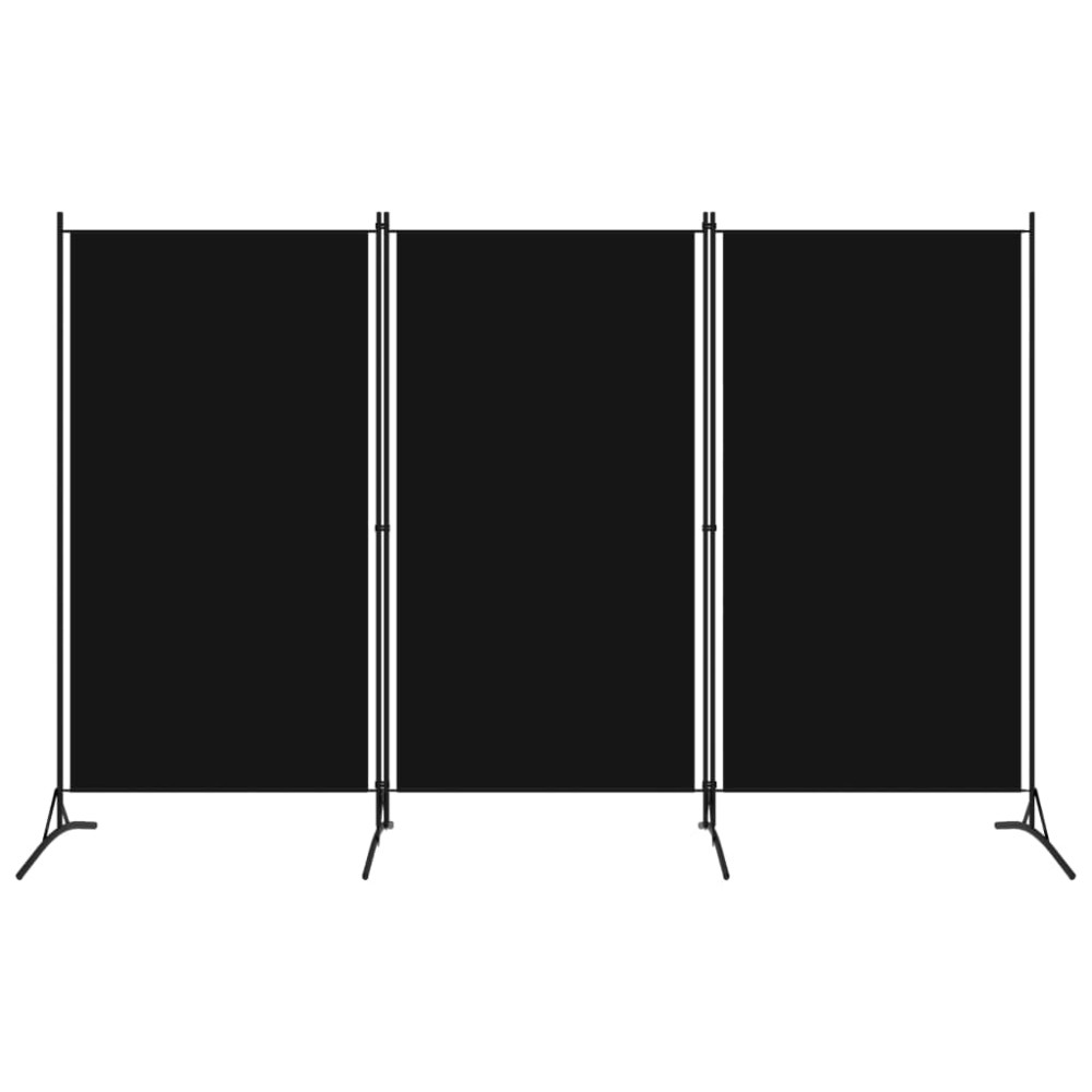 vidaXL Paravan de cameră cu 3 panouri, negru, 260 x 180 cm, textil