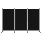 vidaXL Paravan de cameră cu 3 panouri, negru, 260 x 180 cm, textil vidaXL Paravan de cameră cu 3 panouri, negru, 260 x 180 cm, textil