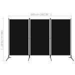 vidaXL Paravan de cameră cu 3 panouri, negru, 260 x 180 cm, textil vidaXL Paravan de cameră cu 3 panouri, negru, 260 x 180 cm, textil