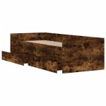vidaXL Cadru de pat cu sertare, stejar fumuriu, 100x200 cm