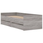 vidaXL Cadru de pat cu sertare, gri sonoma, 100x200 cm vidaXL Cadru de pat cu sertare, gri sonoma, 100x200 cm