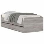 vidaXL Cadru de pat cu sertare, gri sonoma, 90x200 cm vidaXL Cadru de pat cu sertare, gri sonoma, 90x200 cm