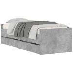 vidaXL Cadru de pat cu sertare, gri beton, 90x190 cm vidaXL Cadru de pat cu sertare, gri beton, 90x190 cm