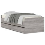vidaXL Cadru de pat cu sertare, gri sonoma, 90x190 cm vidaXL Cadru de pat cu sertare, gri sonoma, 90x190 cm